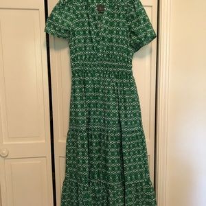Anthropologie Green Pattern Maxi Dress